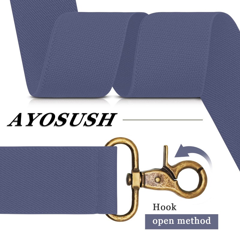 AYOSUSH Vintage Suspenders for Men Heavy Duty 4 Snap Hooks for Belt Loops Adjustable X Back (Denim Blue, One Size) - Image 4